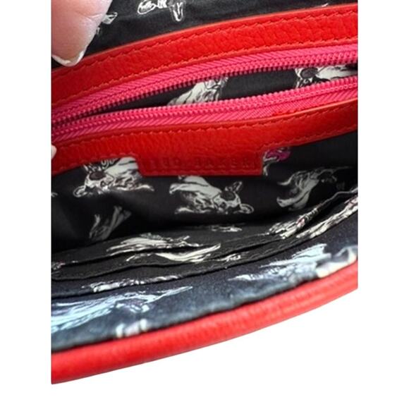 "TED BAKER" Cross Body Red Leather Purse Gold Metal Accent Quiet Luxury Designer - Picture 16 of 16